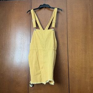 Vici Mustard Yellow Overall Jean Skirt, Distressed, Worn Once. Juniors Med